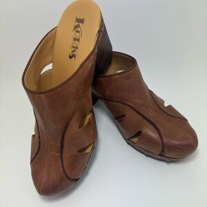 KORKS Brown Leather Clogs NEW, Size 8